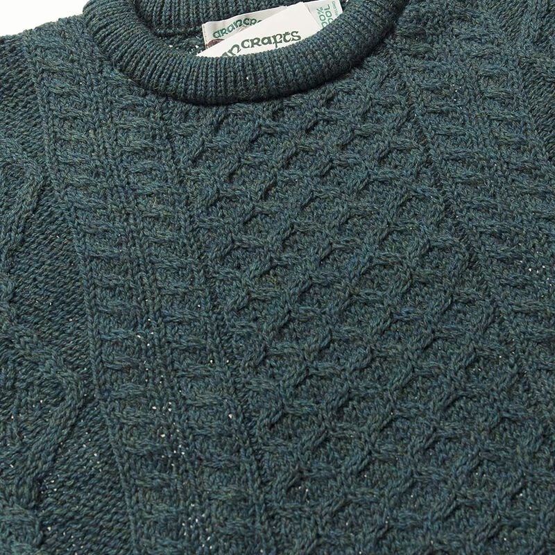 100% Pure New Wool Aran Crew Neck Sweater